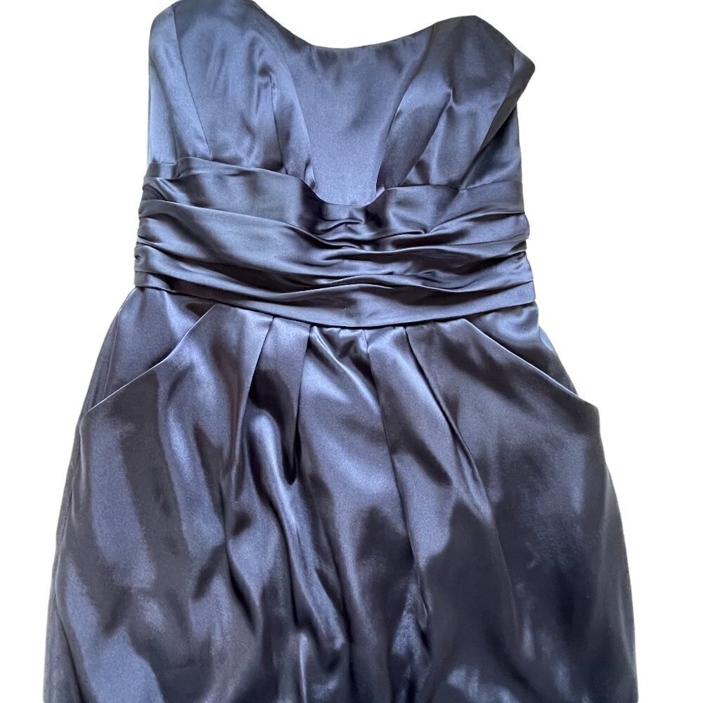 David's Bridal Charmeuse Sheath Navy Blue Style # 83707 - Picture 5 of 8